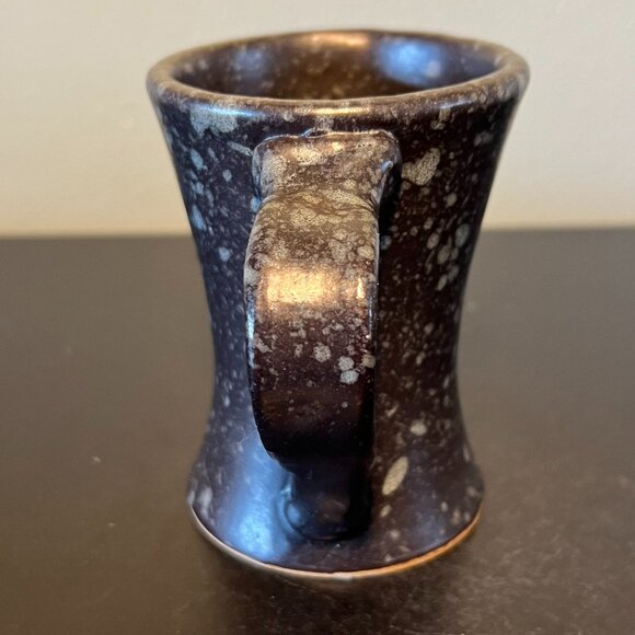 Handcrafted Tapered Pottery Mug in Charcoal Gray w/ Gray Spatters ~ Splatterware - Picture 6 of 10